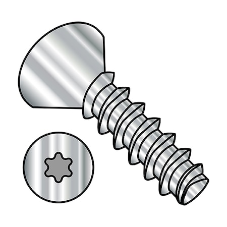 Zoro Select Thread Forming Screw, #6-19 x 3/8 in, Wax Stainless Steel Flat Head Torx Drive, 5000 PK 0606LTF188