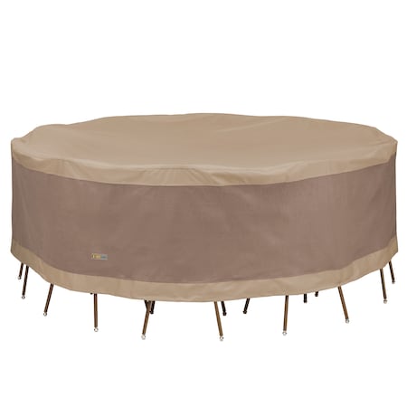 Duck Covers Elegant Swiss Coffee Patio Round Table Set Cover, 108" Dia x 29"H LTR108108