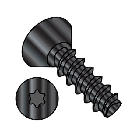 Zoro Select Thread Forming Screw, #4-20 x 1/4 in, Wax Steel Flat Head Torx Drive, 10000 PK 0404LTUB