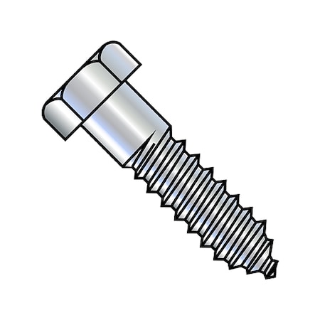 Zoro Select Lag Screw, 3/8 in, 2-1/4 in, Steel, Zinc Plated