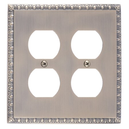 Brass Accents Egg and Dart Double Outlet, Number of Gangs: 2 Antique Brass Finish M05-S7560-609