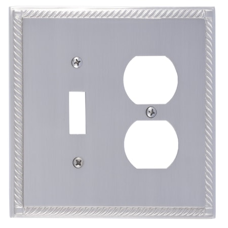 Brass Accents Georgian Double - 1 Switch/1 Outlet, Number of Gangs: 2 Satin Nickel Finish M06-S8540-619
