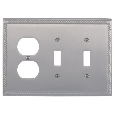 Brass Accents Georgian Triple - 2 Switch/1 Outlet, Number of Gangs: 3 Satin Nickel Finish M06-S8580-619