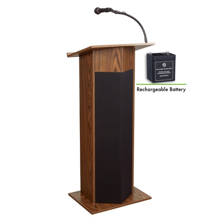 Oklahoma Sound Power Plus Lectern, Rechargeable Battery, Medium Oak M111PLS-MO