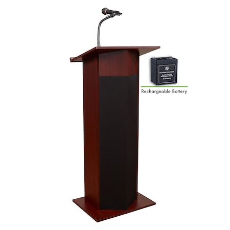 Oklahoma Sound Power Plus Lectern and Rechargeable Battery, Mahogany M111PLS-MY