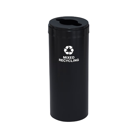 Glaro 12 gal Round Recycling Bin, Satin Black M-1232BK-BK-M3