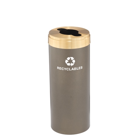 Glaro 12 gal Round Recycling Bin, Bronze Vein/Satin Brass M-1232BV-BE-M2
