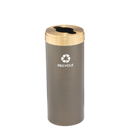 Glaro 12 gal Round Recycling Bin, Bronze Vein/Satin Brass M-1232BV-BE-M5