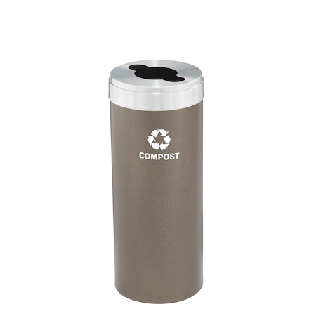 Glaro 12 gal Round Recycling Bin, Bronze Vein/Satin Aluminum M-1232BV-SA-M4