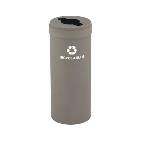 Glaro 12 gal Round Recycling Bin, Nickel M-1232NK-NK-M2