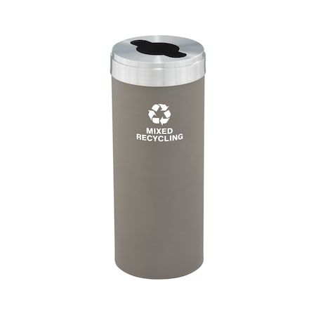 Glaro 12 gal Round Recycling Bin, Nickel/Satin Aluminum M-1232NK-SA-M3