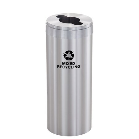 Glaro 12 gal Round Recycling Bin, Satin Aluminum M-1232SA-SA-M3