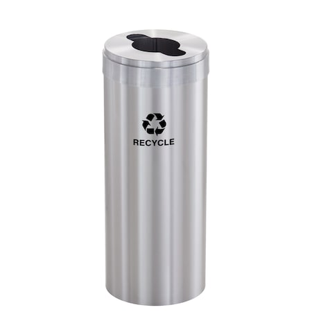Glaro 12 gal Round Recycling Bin, Satin Aluminum M-1232SA-SA-M5