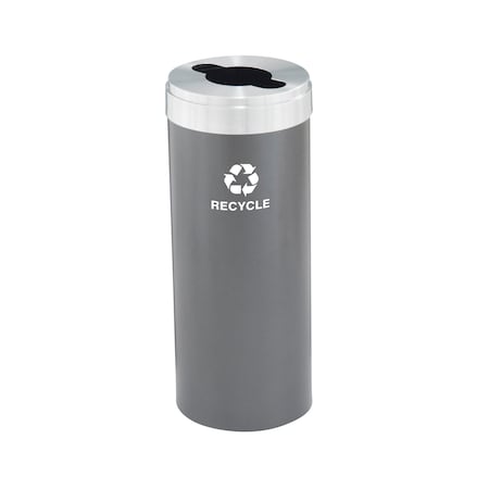 Glaro 12 gal Round Recycling Bin, Silver Vein/Satin Aluminum M-1232SV-SA-M5