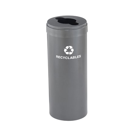 Glaro 12 gal Round Recycling Bin, Silver Vein M-1232SV-SV-M2