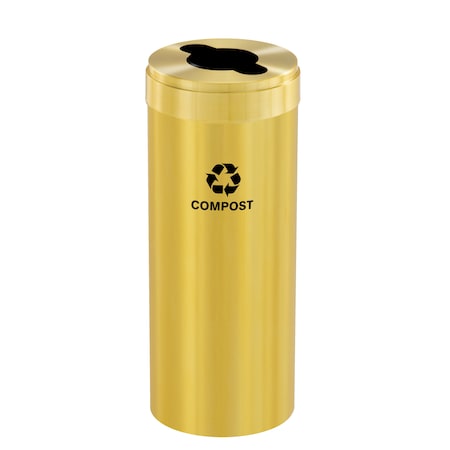 Glaro 15 gal Round Recycling Bin, Satin Brass M-1242BE-BE-M4