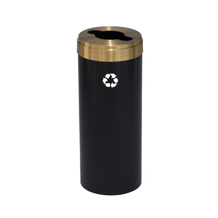 Glaro 15 gal Round Recycling Bin, Satin Black/Satin Brass M-1242BK-BE-M1