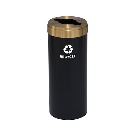 Glaro 15 gal Round Recycling Bin, Satin Black/Satin Brass M-1242BK-BE-M5
