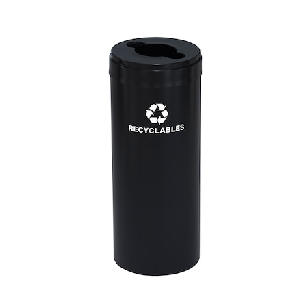 Glaro 15 gal Round Recycling Bin, Satin Black M-1242BK-BK-M2