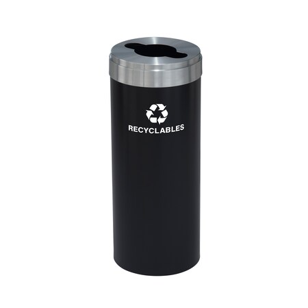 Glaro 15 gal Round Recycling Bin, Satin Black/Satin Aluminum M-1242BK-SA-M2