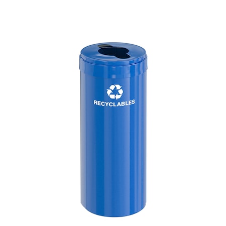 Glaro 15 gal Round Recycling Bin, Blue M-1242BL-BL-M2