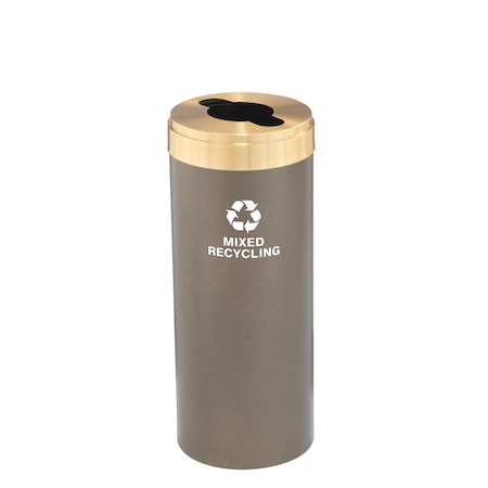 Glaro 15 gal Round Recycling Bin, Bronze Vein/Satin Brass M-1242BV-BE-M3
