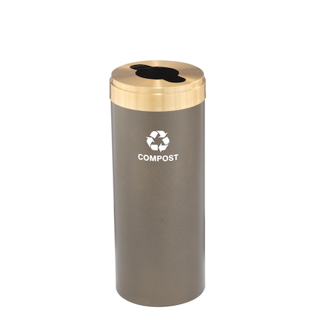 Glaro 15 gal Round Recycling Bin, Bronze Vein/Satin Brass M-1242BV-BE-M4