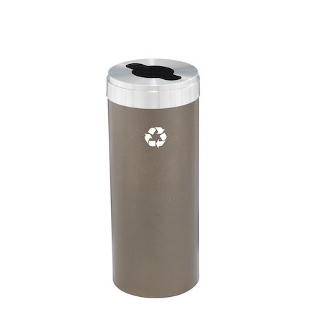 Glaro 15 gal Round Recycling Bin, Bronze Vein/Satin Aluminum M-1242BV-SA-M1