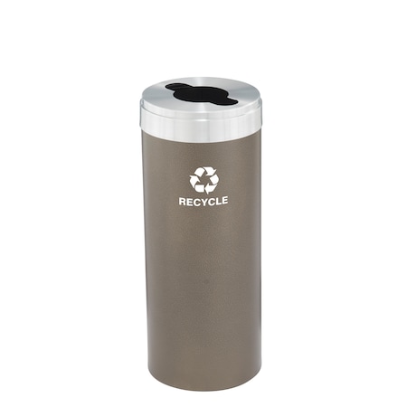 Glaro 15 gal Round Recycling Bin, Bronze Vein/Satin Aluminum M-1242BV-SA-M2
