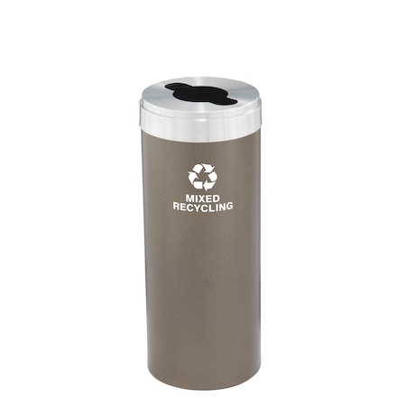 Glaro 15 gal Round Recycling Bin, Bronze Vein/Satin Aluminum M-1242BV-SA-M3
