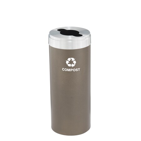 Glaro 15 gal Round Recycling Bin, Bronze Vein/Satin Aluminum M-1242BV-SA-M4