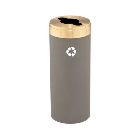 Glaro 15 gal Round Recycling Bin, Nickel/Satin Brass M-1242NK-BE-M1