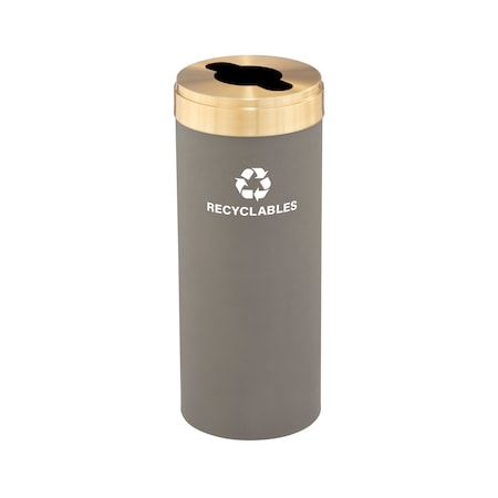 Glaro 15 gal Round Recycling Bin, Nickel/Satin Brass M-1242NK-BE-M2