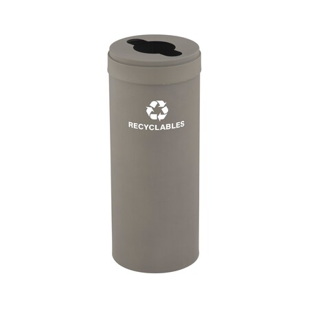 Glaro 15 gal Round Recycling Bin, Nickel M-1242NK-NK-M2
