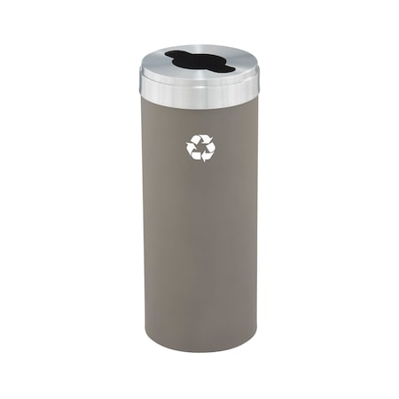 Glaro 15 gal Round Recycling Bin, Nickel/Satin Aluminum M-1242NK-SA-M1