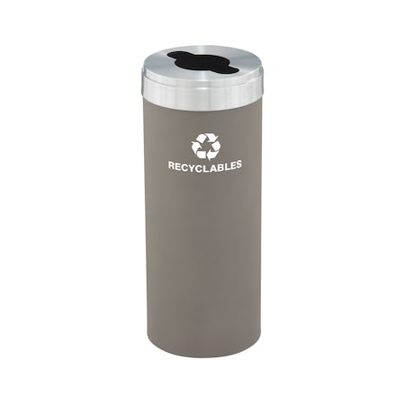 Glaro 15 gal Round Recycling Bin, Nickel/Satin Aluminum M-1242NK-SA-M2