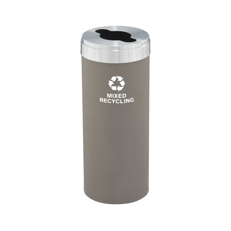 Glaro 15 gal Round Recycling Bin, Nickel/Satin Aluminum M-1242NK-SA-M3