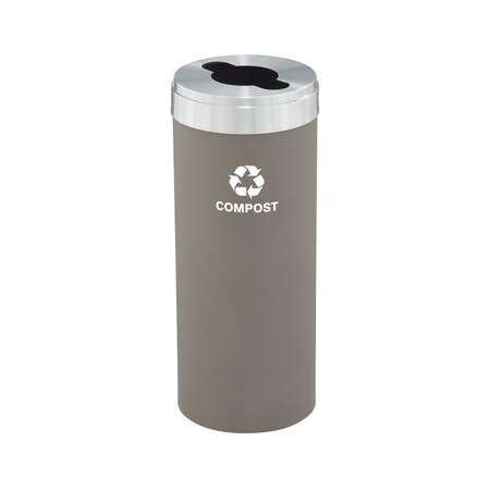 Glaro 15 gal Round Recycling Bin, Nickel/Satin Aluminum M-1242NK-SA-M4