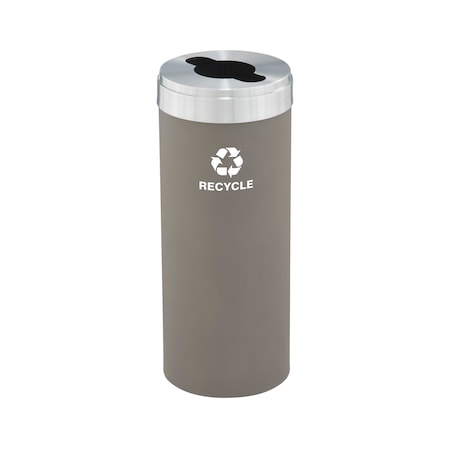 Glaro 15 gal Round Recycling Bin, Nickel/Satin Aluminum M-1242NK-SA-M5