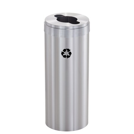 Glaro 15 gal Round Recycling Bin, Satin Aluminum M-1242SA-SA-M1