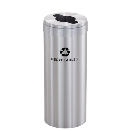 Glaro 15 gal Round Recycling Bin, Satin Aluminum M-1242SA-SA-M2