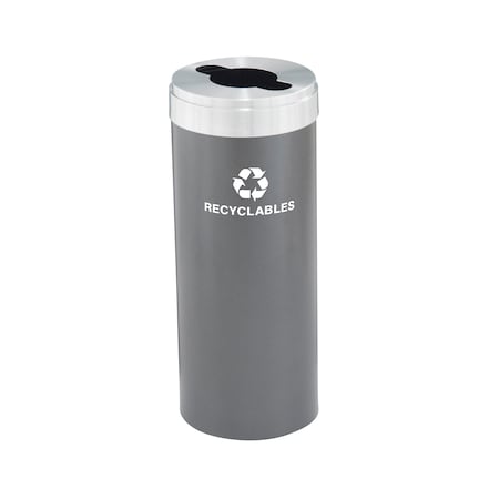 Glaro 15 gal Round Recycling Bin, Silver Vein/Satin Aluminum M-1242SV-SA-M2