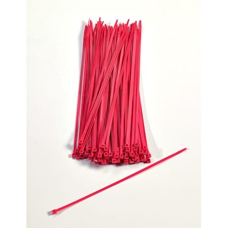 Cable Tie, 11 in L, Neon Pink, Plastic, 2 PK