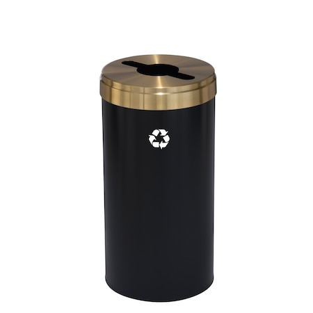 Glaro 16 gal Round Recycling Bin, Satin Black/Satin Brass M-1532BK-BE-M1