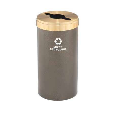 Glaro 16 gal Round Recycling Bin, Bronze Vein/Satin Brass M-1532BV-BE-M3