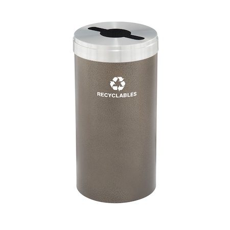 Glaro 16 gal Round Recycling Bin, Bronze Vein/Satin Aluminum M-1532BV-SA-M2