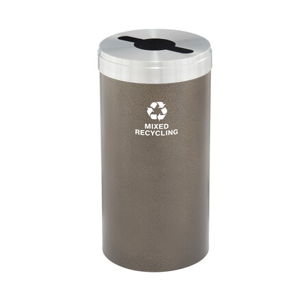 Glaro 16 gal Round Recycling Bin, Bronze Vein/Satin Aluminum M-1532BV-SA-M3