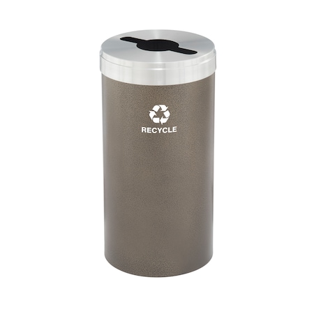 Glaro 16 gal Round Recycling Bin, Bronze Vein/Satin Aluminum M-1532BV-SA-M5