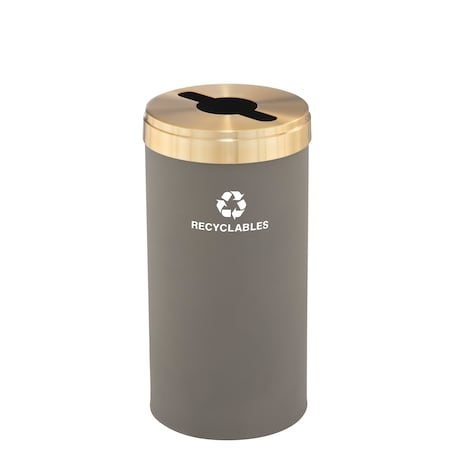 Glaro 16 gal Round Recycling Bin, Nickel/Satin Brass M-1532NK-BE-M2
