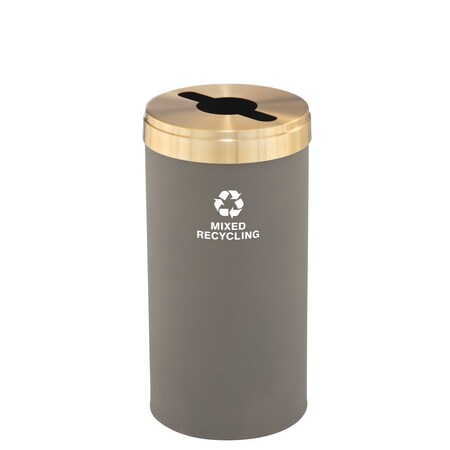 Glaro 16 gal Round Recycling Bin, Nickel/Satin Brass M-1532NK-BE-M3